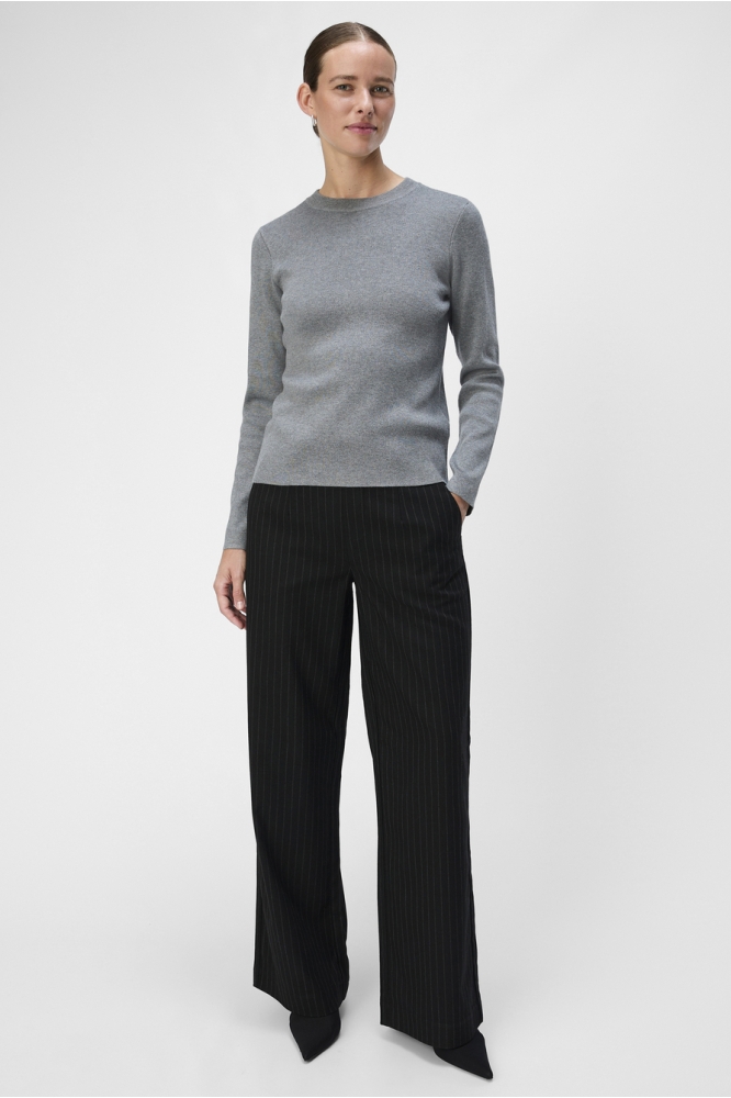 OBJLISA WIDE PANT AOP NOOS 23040544 BLACK/GREY